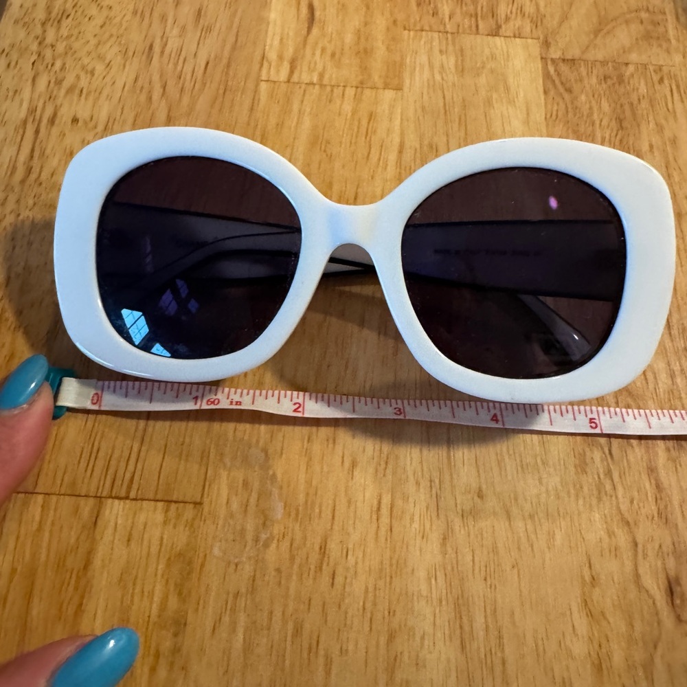 Retro Chanel Oversized White prescription as is Sunglasses with Dark Lenses